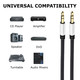 1M Pro Black 3.5Mm Jack Male To Male Stereo Audio Cable Lead Gold Aux Headphone - 1pc